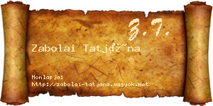 Zabolai Tatjána névjegykártya
